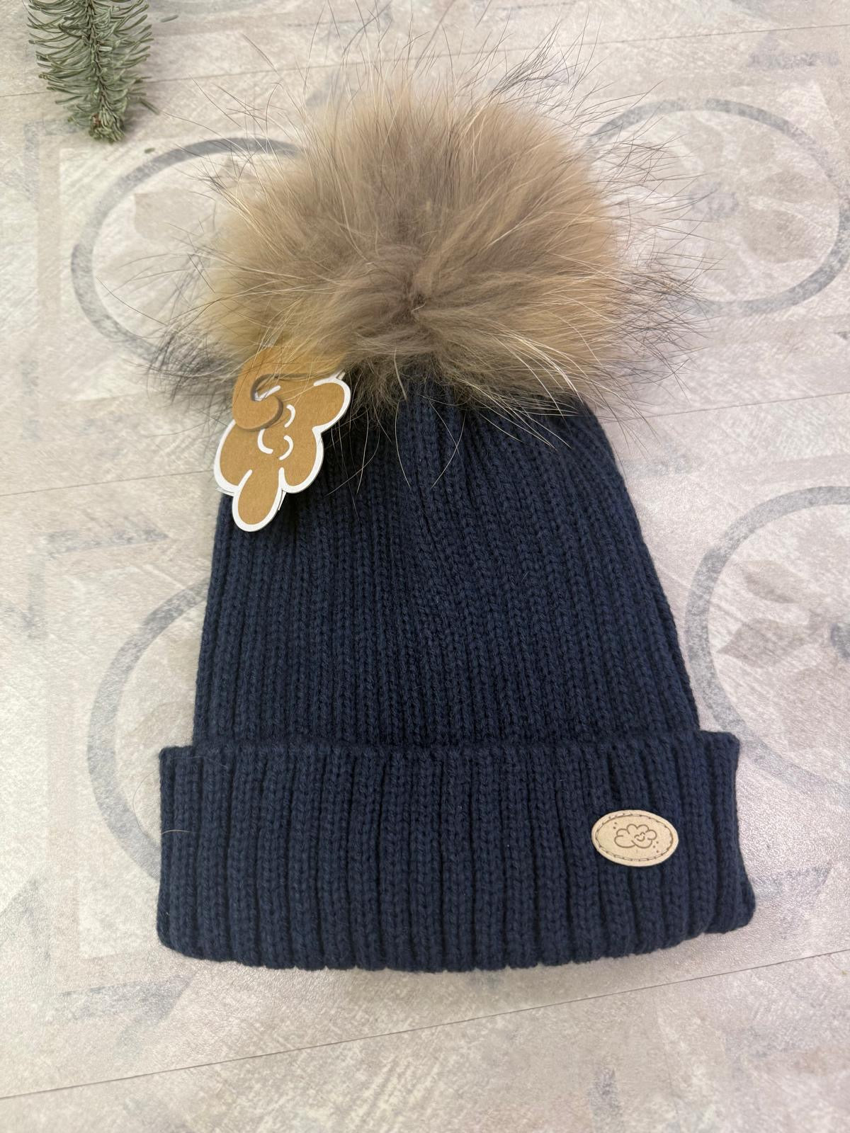 Gorro pompón pelo natural