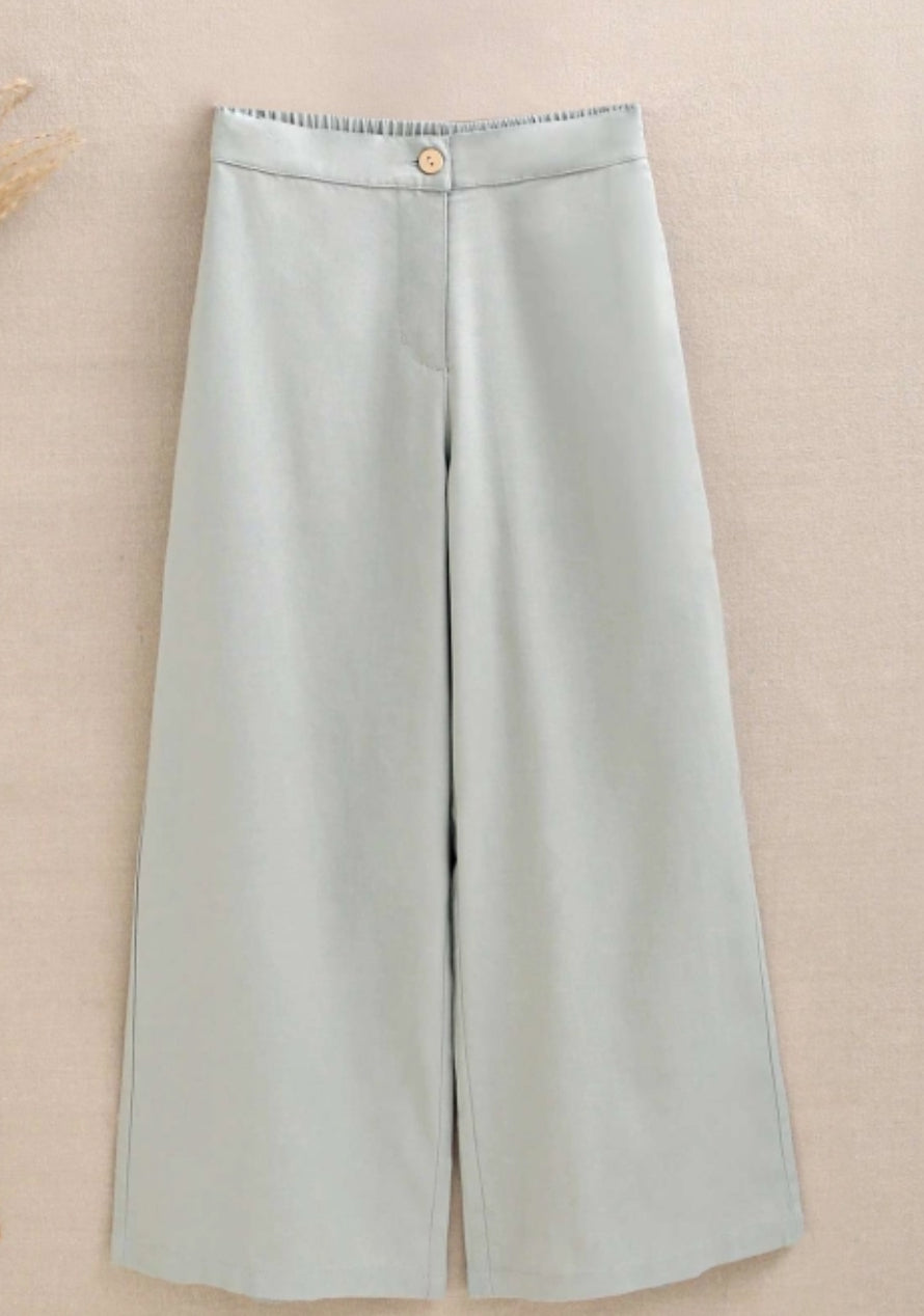 PANTALÓN DE NIÑA VERDE FLUIDO CON TEXTURA