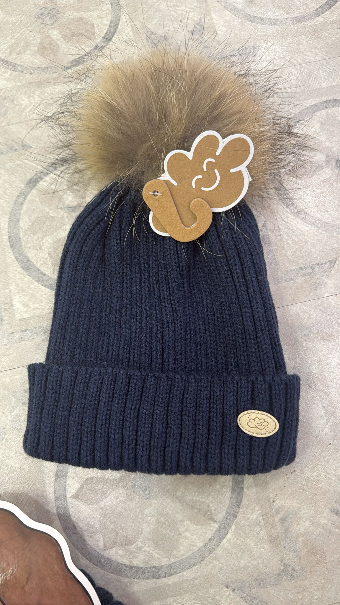 Gorro pompón pelo natural