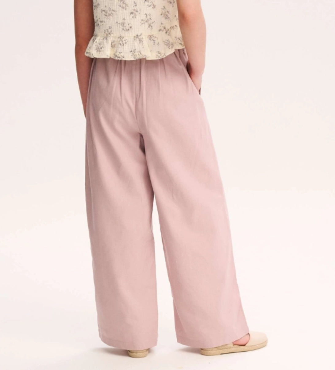 PANTALÓN DE NIÑA MALVA FLUIDO CON TEXTURA