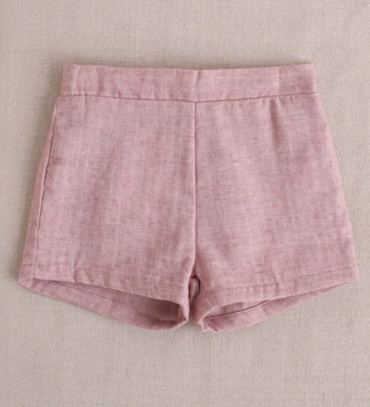 SHORT DE BEBÉ NIÑO DE ALGODÓN ROSA PALO JASPEADO