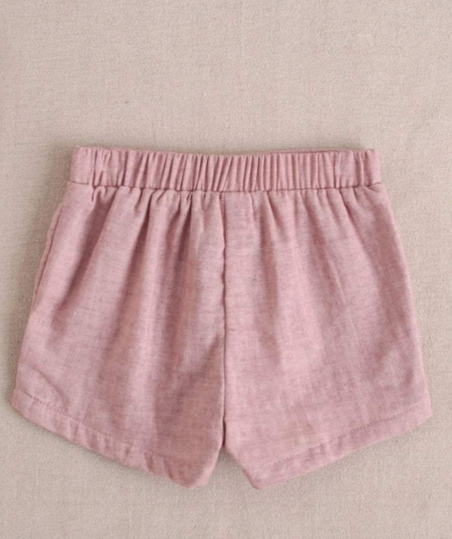 SHORT DE BEBÉ NIÑO DE ALGODÓN ROSA PALO JASPEADO
