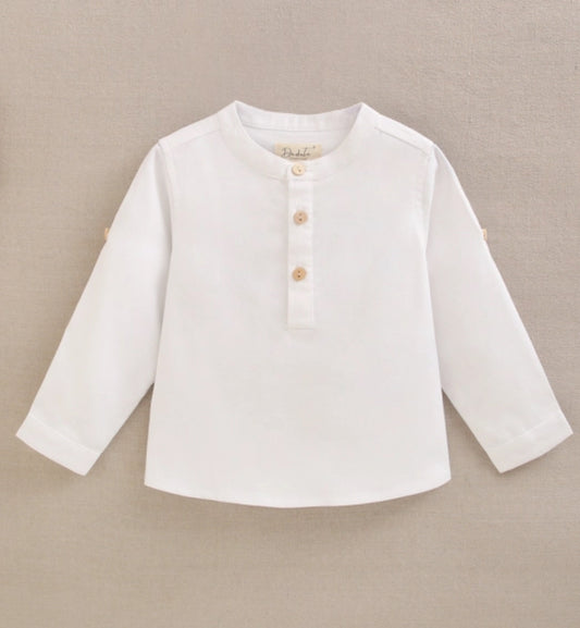 CAMISA DE BEBÉ CON CUELLO REDONDO Y BOTONES DE MADERA